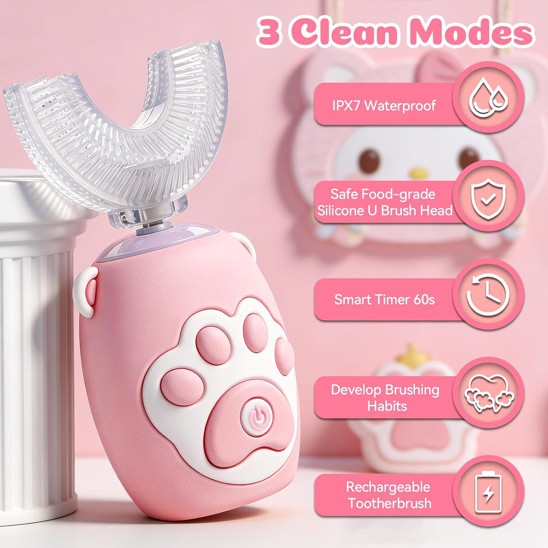 KAQINWX Cepillo de dientes eléctrico en forma de U para niños de 2...