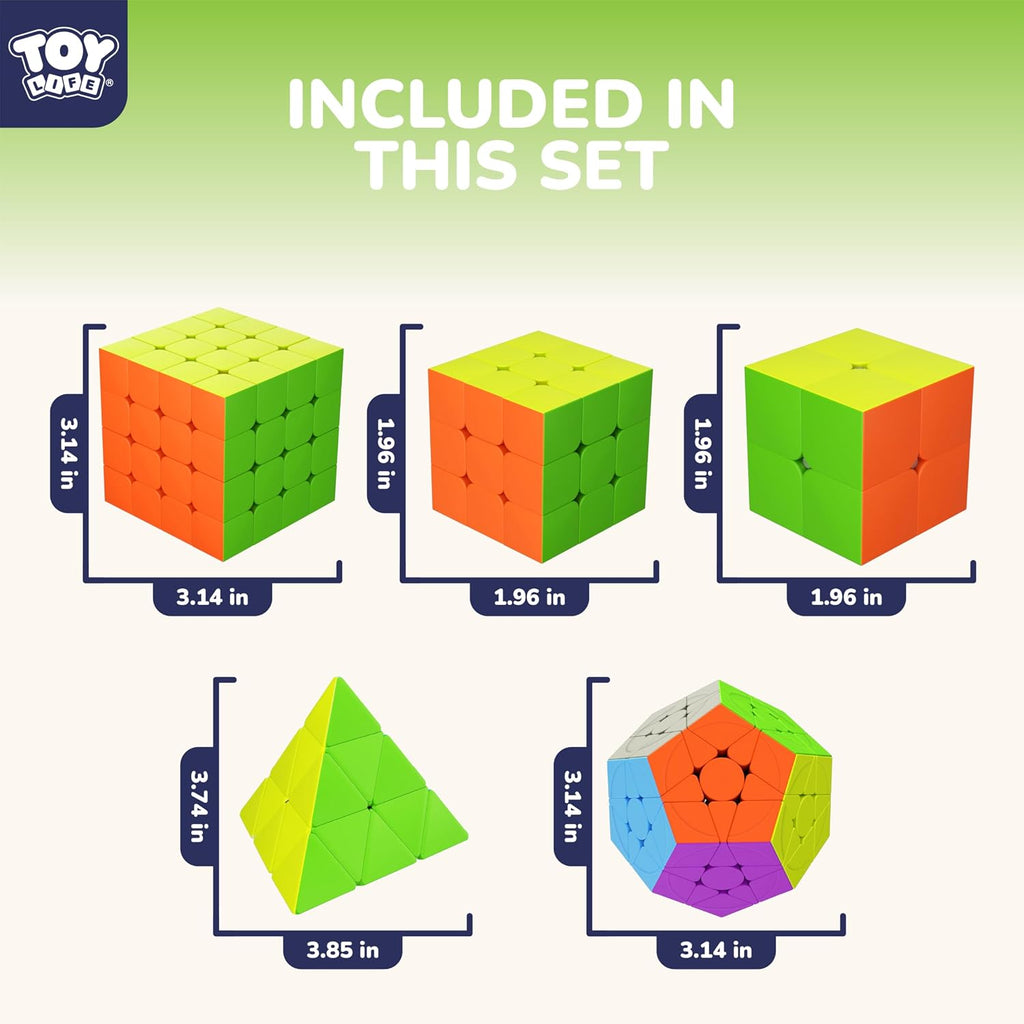STEAM Life Juego de cubos de velocidad, juego de cubos de velocidad de 2 x 2, 3 x 3, 4 x 4, megaminx y cubo piramidal, sin calcomanías, colección de cubos mágicos para niños y adultos