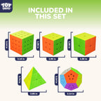 STEAM Life Juego de cubos de velocidad, juego de cubos de velocidad de 2 x 2, 3 x 3, 4 x 4, megaminx y cubo piramidal, sin calcomanías, colección de cubos mágicos para niños y adultos