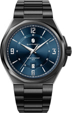 SAPPHERO Reloj para hombre con subesfera de fecha/esfera de números arábigos, cuarzo analógico, correa de acero inoxidable/piel, 164 ft impermeable, reloj de pulsera de vestir casual para trabajo de