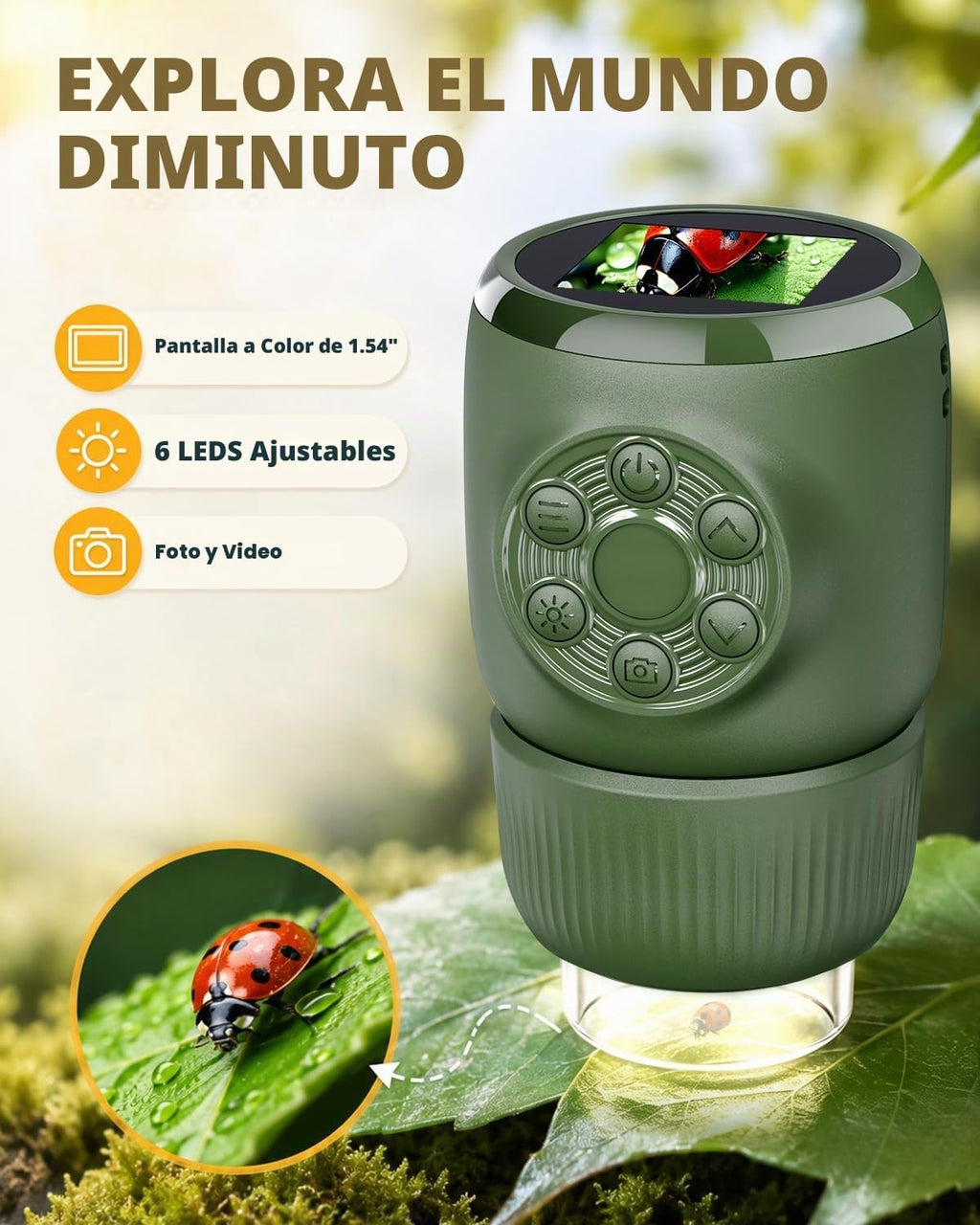 Mini microscopio digital para niños, juguete STEM portátil de mano 1000X