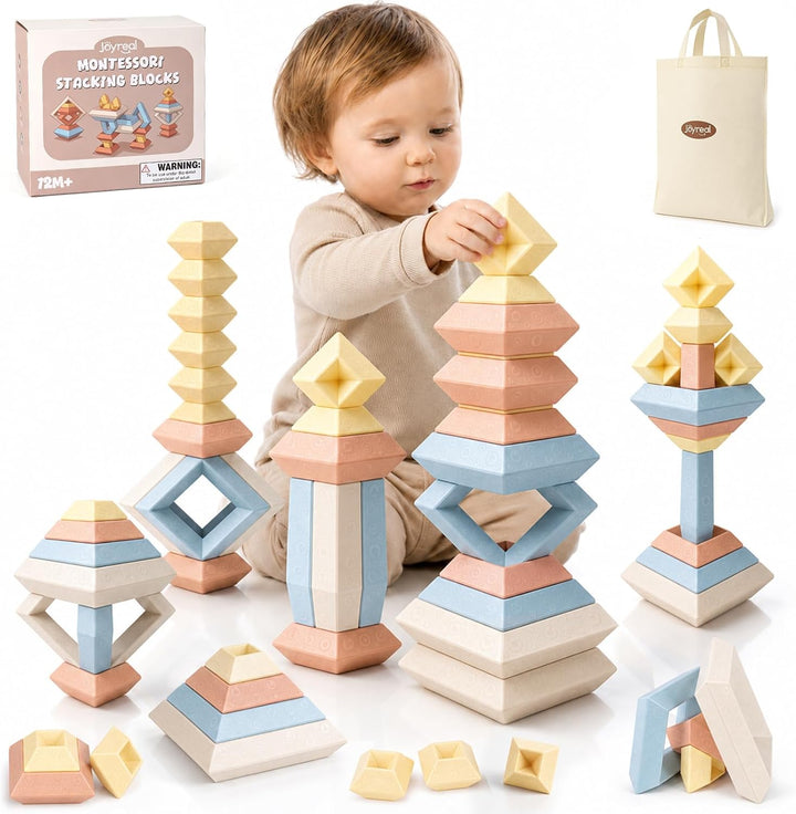 Joyreal Montessori - Bloques apilables para niños pequeños de 1 a 3...