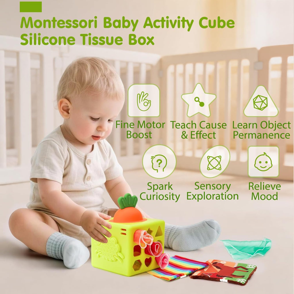 hahaland Caja de pañuelos de silicona para bebés de juguete - Juguetes