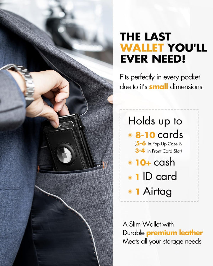 iwantit Cartera de bolsillo frontal para hombre: delgada con clip d...