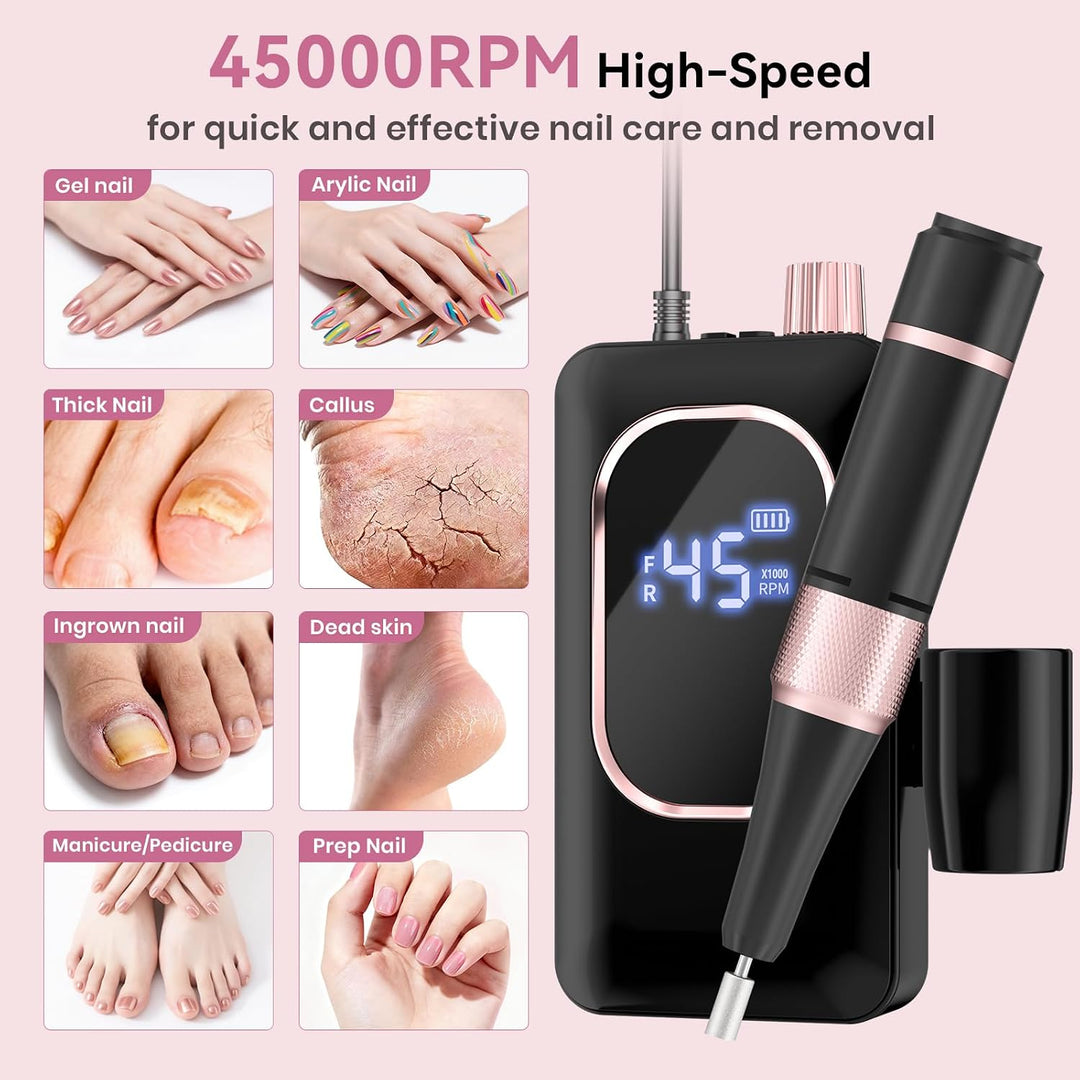 Taladro de uñas eléctrico profesional de 45000 RPM, lima de uñas po...