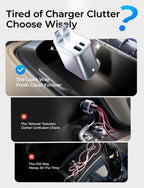 LISEN Cargador retráctil para automóvil [2 unidades, más largo de 6.6 pies y 3.3 pies] cargador de coche retráctil 4 en 1, bonitos accesorios de automóvil femeninos para mujeres y hombres, compatible