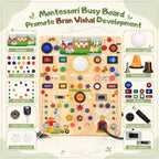 Tablero de actividades con 19 interruptores de luz LED, juguetes Montessori para niños de 1, 2, 3 años, tablero sensorial de madera, juguetes de viaje para niños y niñas de 1, 2, 3 años, regalo de
