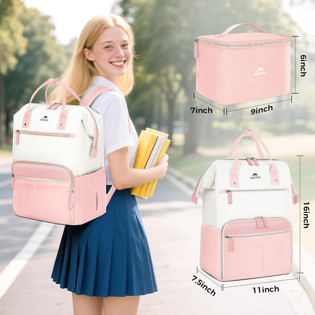 MATEIN Mochila de almuerzo para mujer, mochila de trabajo de 15.6 p...