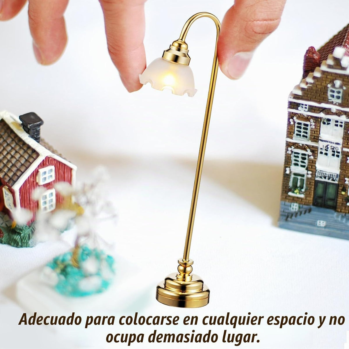 Lámpara TOYANDONA 2 lámparas en miniatura para casa de muñecas, lámpara de pie de casa de muñecas a escala 1/12, luces LED en miniatura, funciona con pilas, para accesorios de decoración de casa de muñecas