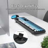 SQMD Combo de teclado y mouse inalámbricos, teclado retro de tamaño...
