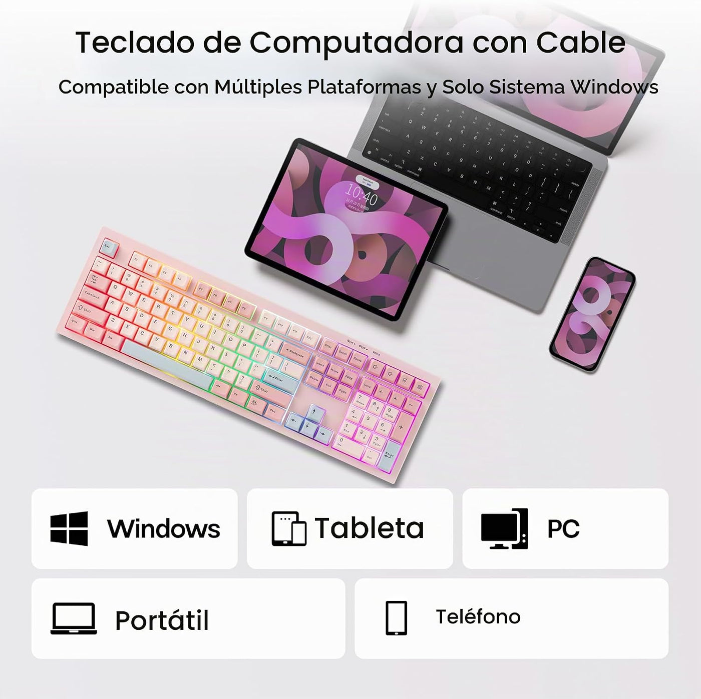 MechLands Aula S102 - Teclado de membrana para juegos con teclado n...