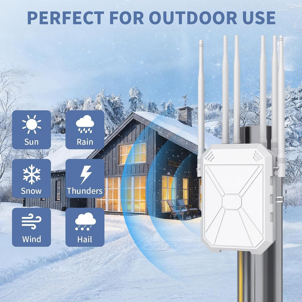 AX3000 Extensor WiFi para exteriores, doble banda 5G+2.4G Extensor de largo alcance para exteriores con POE, punto de acceso inalámbrico Wi-Fi 6, repetidor inalámbrico al aire libre