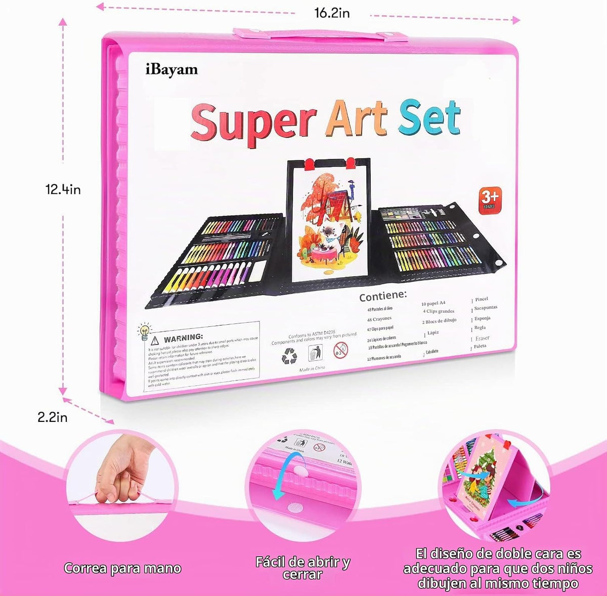 iBayam Paquete de 251 suministros de arte rosa, kits de arte de dibujo para