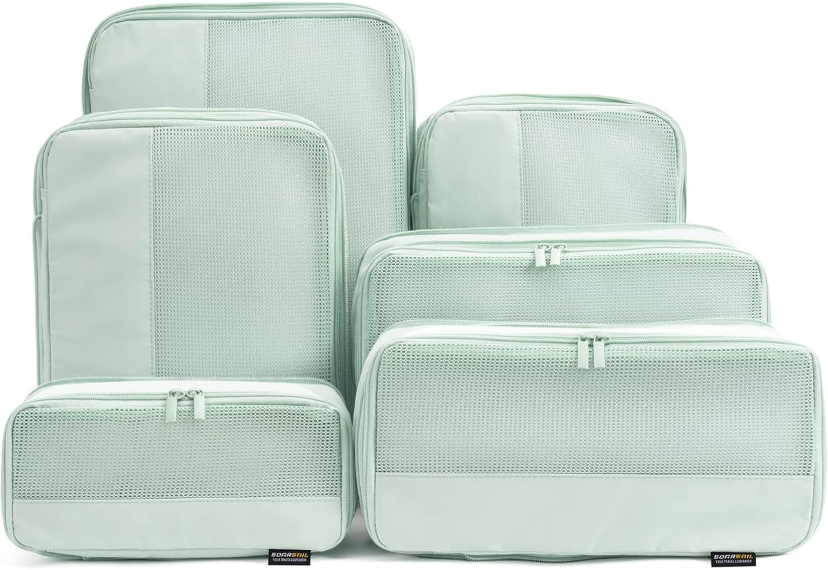 6 cubos de embalaje de compresión para viajes de 7 a 14 días, verde claro