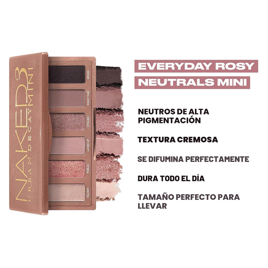 URBAN DECAY Naked3 - Mini paleta de sombras de ojos - 6 sombras ros...