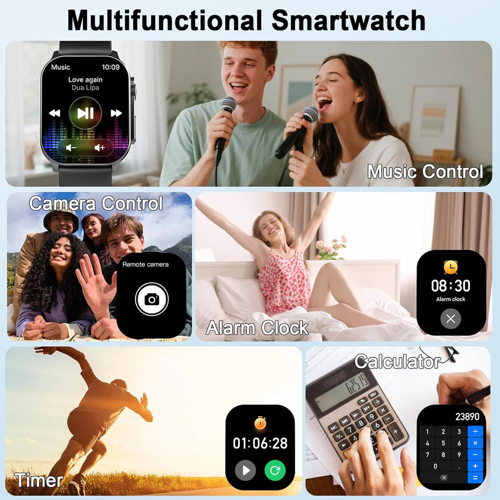 Reloj inteligente para hombre, pantalla curva AMOLED de 2.01 pulgadas, rastreador de fitness con respuesta/hacer llamadas, más de 100 modos deportivos, reloj de fitness con frecuencia cardíaca 24/7/monitor de sueño/podómetro, resistente al agua IP68, para