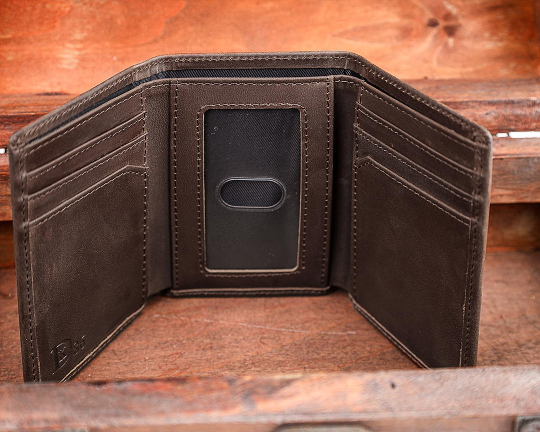 DK86 Billeteras de cuero genuino con bloqueo RFID con ventana de id...