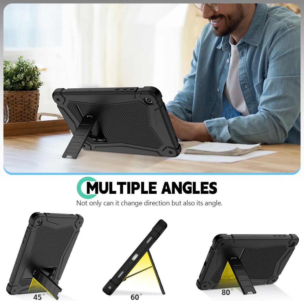 Funda a prueba de golpes para Samsung Galaxy Tab A11 Plus de 11 pulgadas 2026 con soporte integrado, 3 capas de protección resistente para Tab A9+ 10.9 2023, color negro