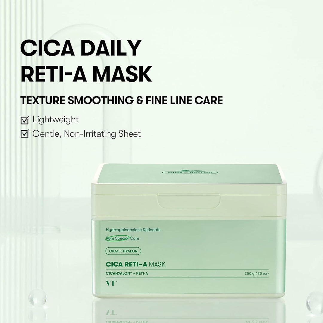 VT COSMETICS CICA Reti-A Máscara Diaria 30 Hojas, Complejo de Retin...