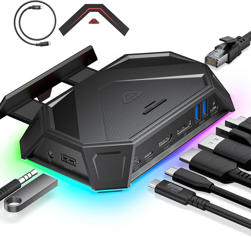 JSAUX 12-en-1 RGB Docking Station para Steam Deck/ROG Ally/Legion Go-HB1201B