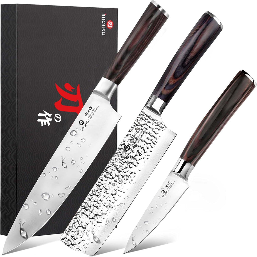 imarku - Juego de cuchillos de cocina de acero inoxidable japonés HC (3