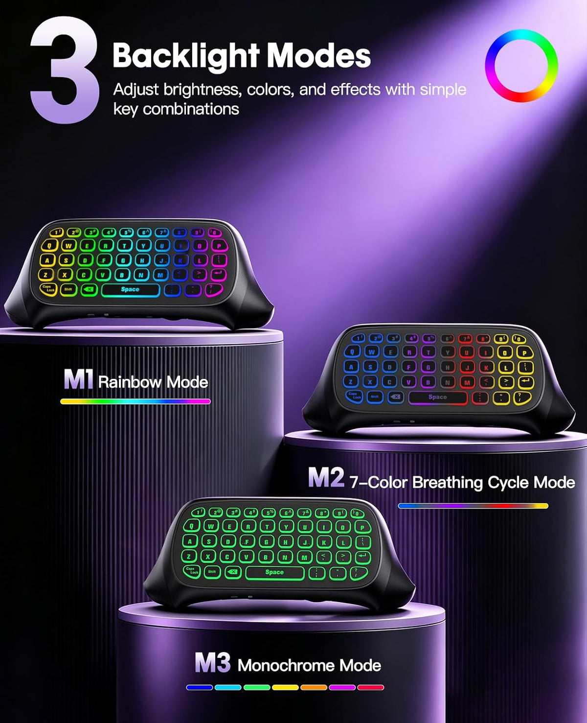 TiMOVO Teclado retroiluminado RGB para control de juegos Xbox, negro