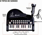 Piano de juguete de 24 teclas para niños, instrumento musical elctrónico educativo con micrófono