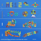 Contixo Juguetes de Construcción STEM – 110 piezas Azulejos Magnéticos 3D para Pistas de Canicas, Juguetes de Aprendizaje y Apilamiento, Conjunto de Bloques de Construcción Educativos, Creatividad Más