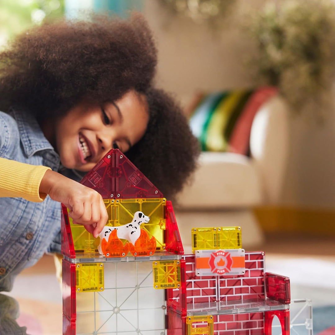 MAGNA-TILES Fire Station - Juego de construcción magnética