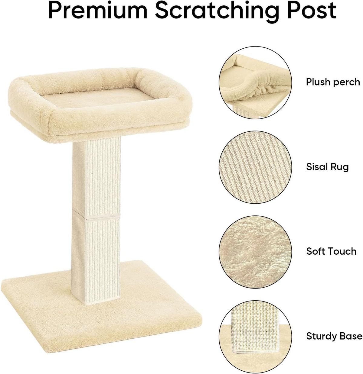 Poste rascador para gatos con percha de felpa para gatos de interior