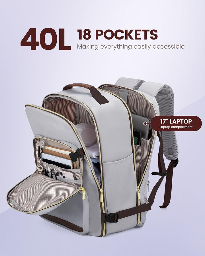 LOVEVOOK Mochila de viaje para mujeres y hombres, 40L, aprobada por...