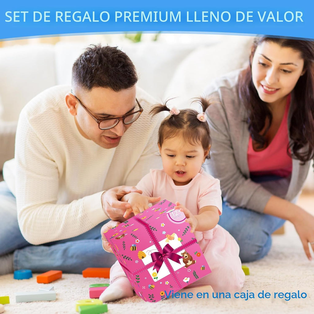 Cubo de Actividades de Madera | Juguetes Montessori para Niños Pequeños de 1, 2, 3 Años | Regalo de Primer Cumpleaños para Un Año | Juguetes Educativos para Bebés Niños y Niñas de 12+ Meses | Juego