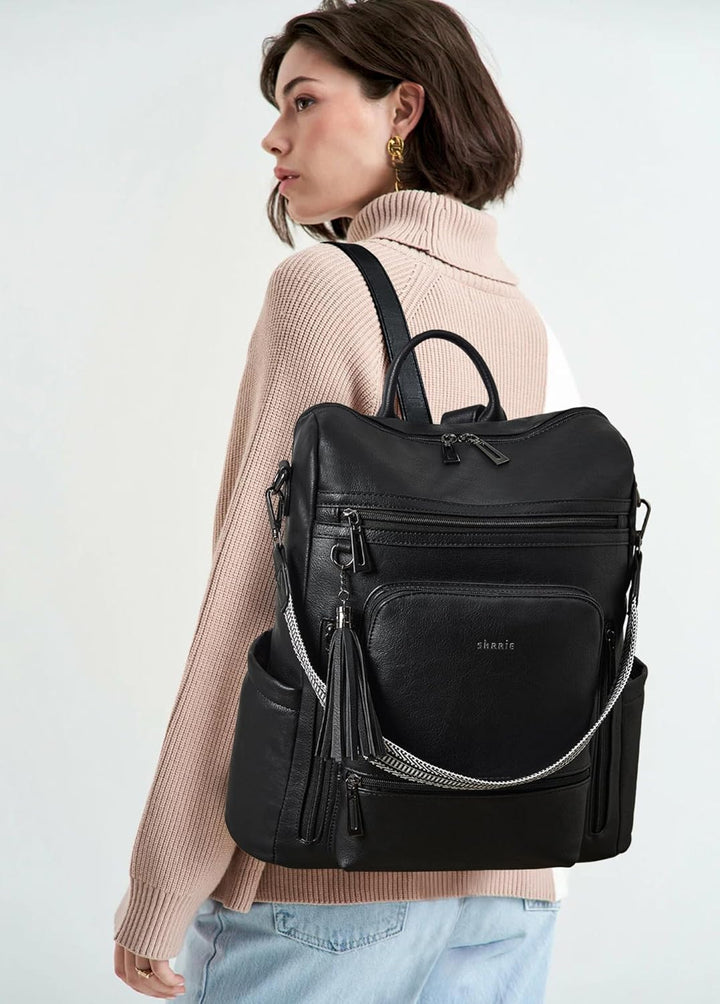 Shrrie: mochila de cuero vegano para laptop de 14 pulgadas para muj...
