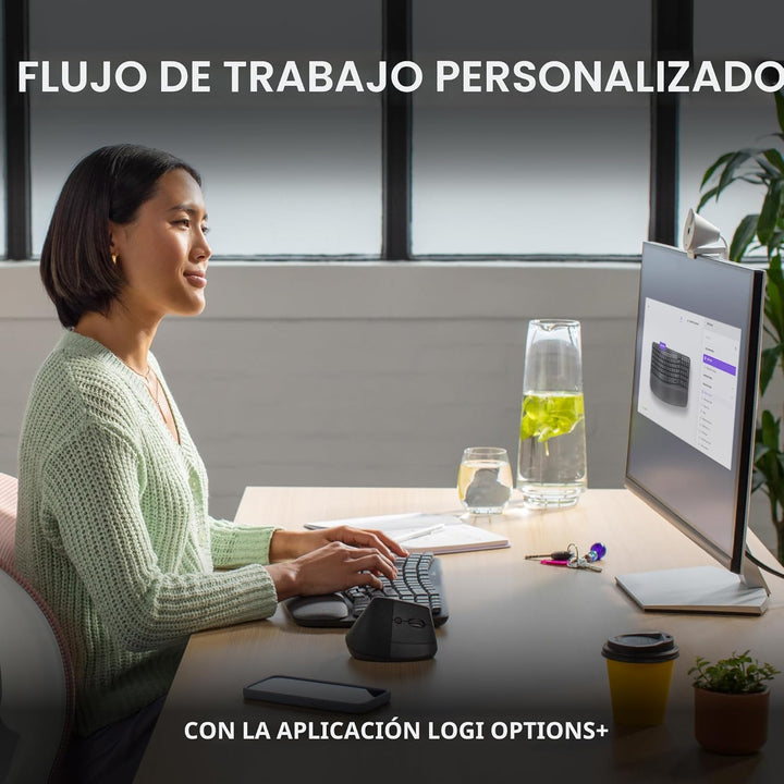 Logitech Wave Keys - Teclado Inalámbrico Ergonómico con Reposamuñec...
