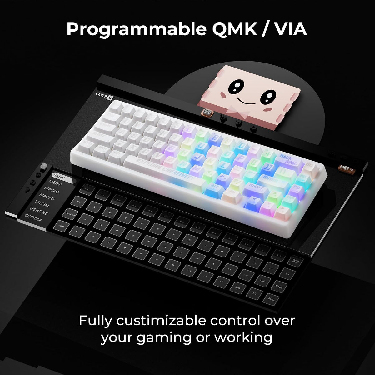 HITIME XVX M67 Teclado inalámbrico 60% por ciento, teclado topográf...