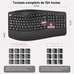 Combo de teclado y mouse inalámbricos, teclas onduladas de tamaño c...