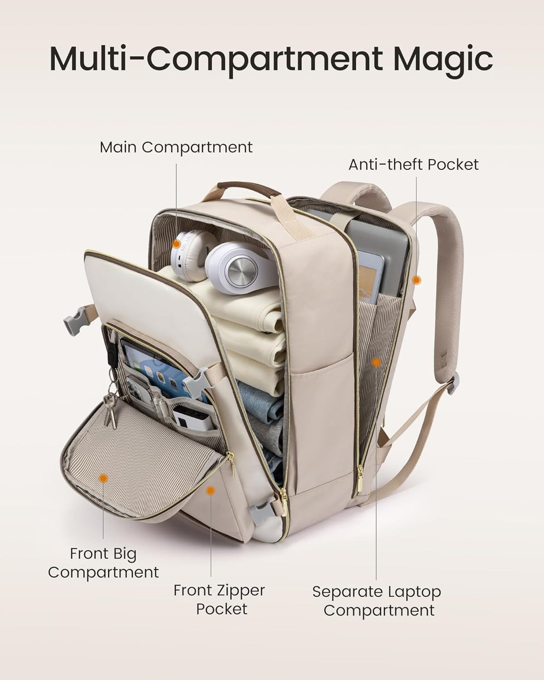 LOVEVOOK Mochila de viaje de 50 litros para mujeres y hombres, equi...