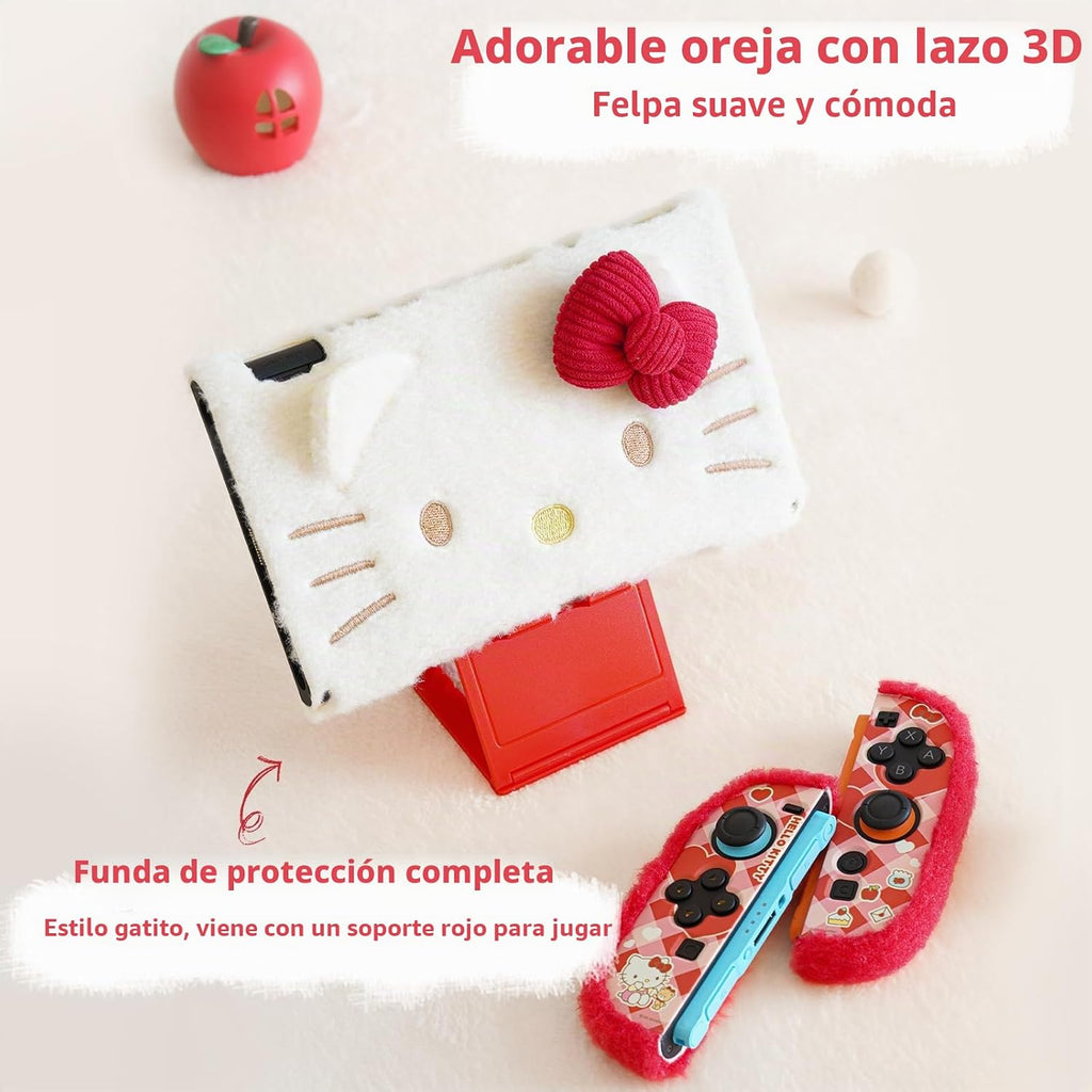 Kuitmor Funda Protectora de Peluche para Switch 2, Funda de PC Rígida Kawaii de Ajuste Estrecho Compatible con la Consola de Juego Switch 2025 y el Control de Joystick - HLK