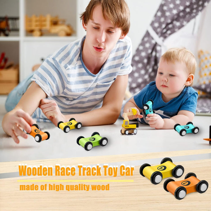 6 piezas de madera Mini coche de madera rampa de coche de
