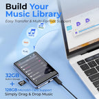 RUIZU Reproductor MP3 de 32GB con Bluetooth 5.3, pantalla táctil de 2.8" y altavoz
