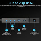 SABRENT, HB-U4HP, hub USB 4, adaptador 5V/1.5A