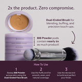 Subtl Beauty Polvo BB + cepillo facial de doble extremo, mediano 4...