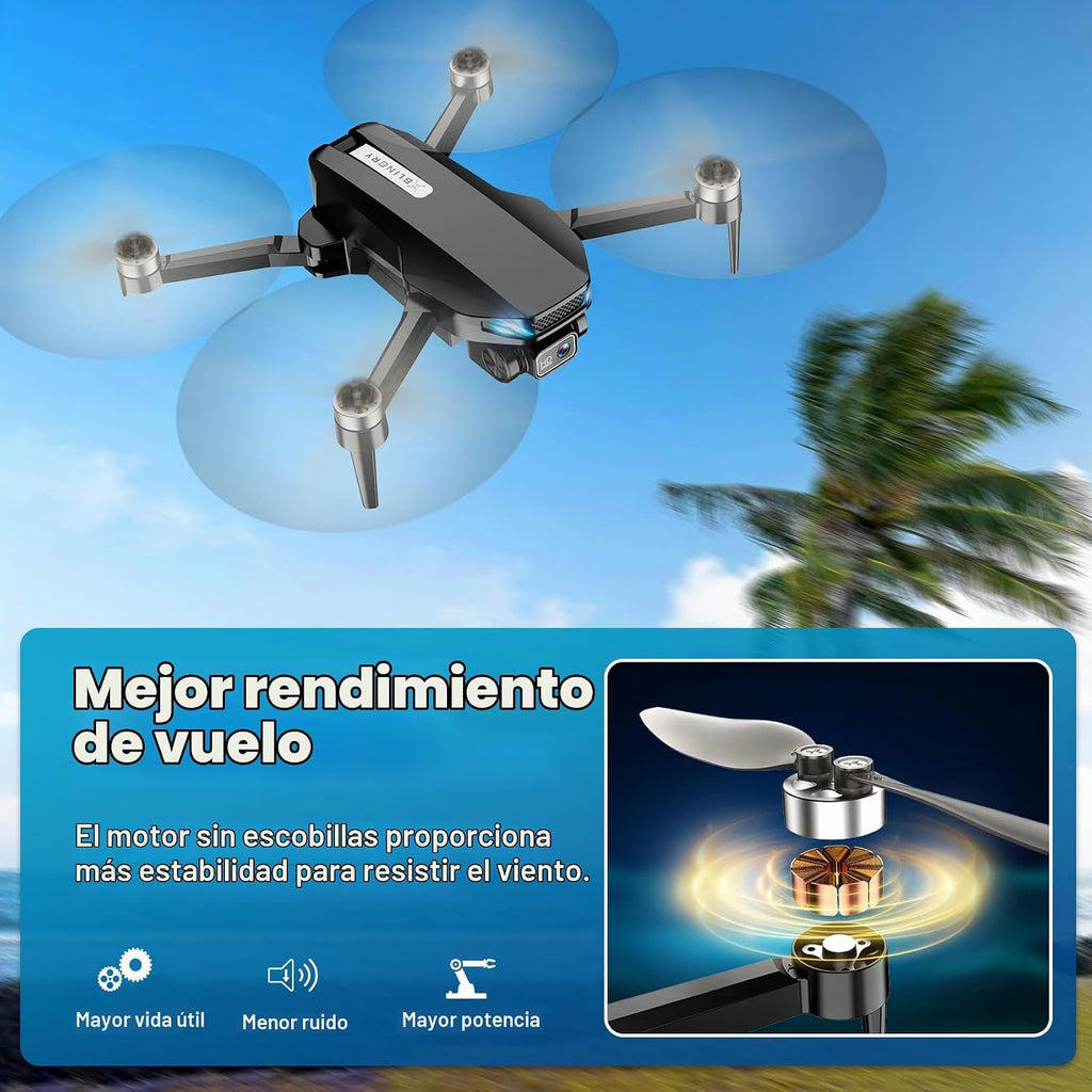Drone GPS con cámara para adultos, 2K HD FPV Drone con retorno automático, sígueme, vuelo circular, vuelo de punto de referencia, vuelo estable, motor sin escobillas, cuadricóptero de control remoto