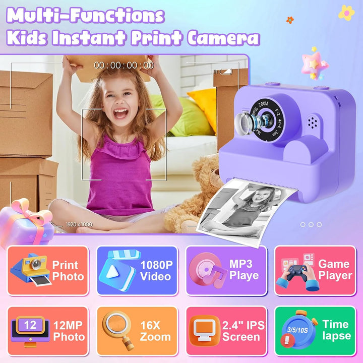 Cámara digital para niños con impresión instantánea - Cámara de vid...