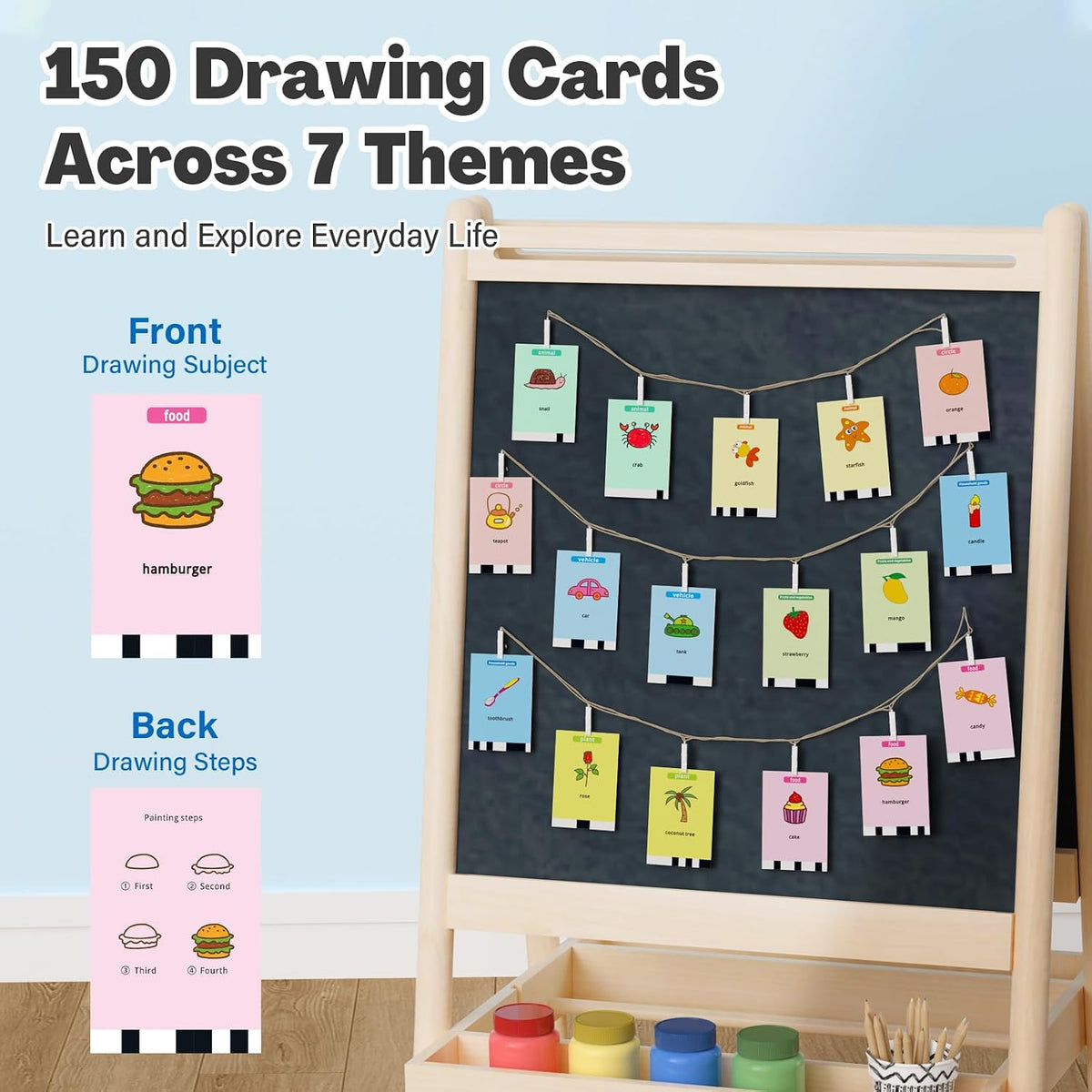 RIVGOT Robot de dibujo para niños con 150 tarjetas, máquina de dibujo educativo interactiva por voz, juguetes de aprendizaje de pintura Montessori para niños de 3, 4, 5, 6, 7, 8 años, fiesta de