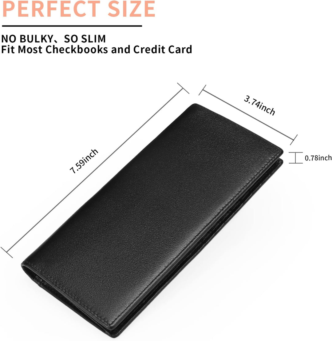 FALAN MULE Cartera de cuero genuino con bloqueo RFID delgada con ta...