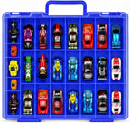 Organizador de juguetes de almacenamiento compatible con Hot Wheels Car, contenedor para coches de fósforos, mini juguetes, muñecas pequeñas, caja de transporte de doble cara para autos