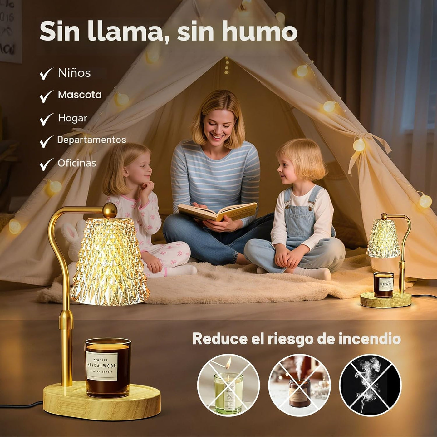 Lámpara calentadora de velas con temporizador y regulador de intens...