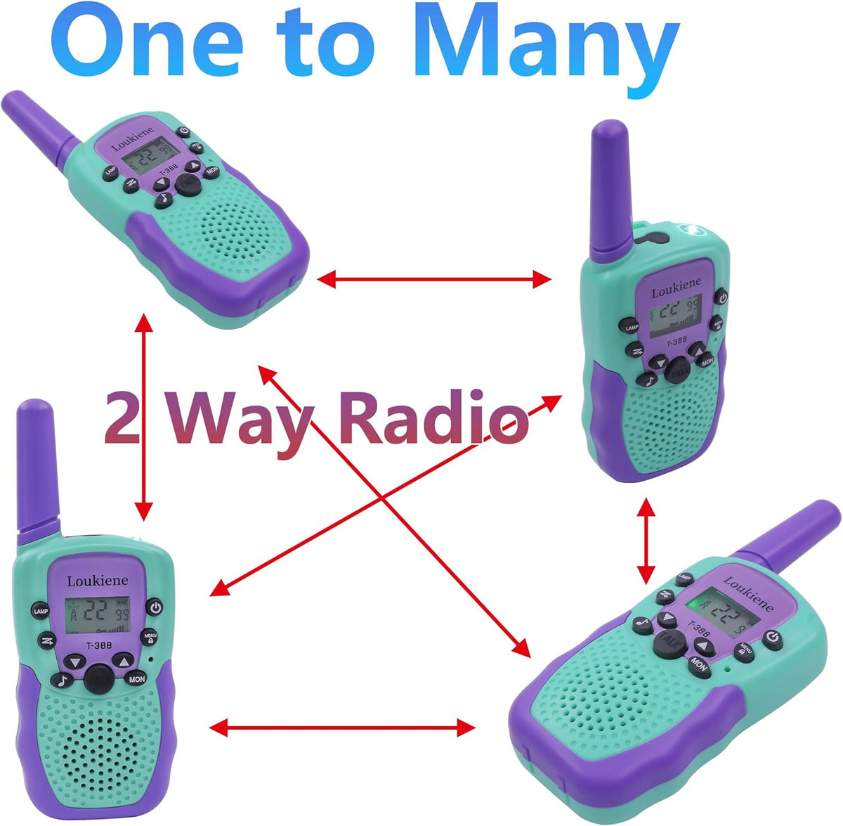 LOUKIENE Walkie Talkies para niños de 22 canales de radio de 2 vías...
