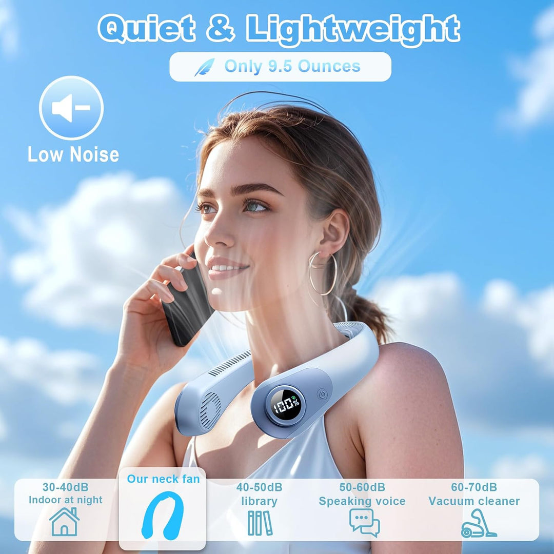 Ventilador de cuello portátil que sopla aire frío, pantalla LED, ve...